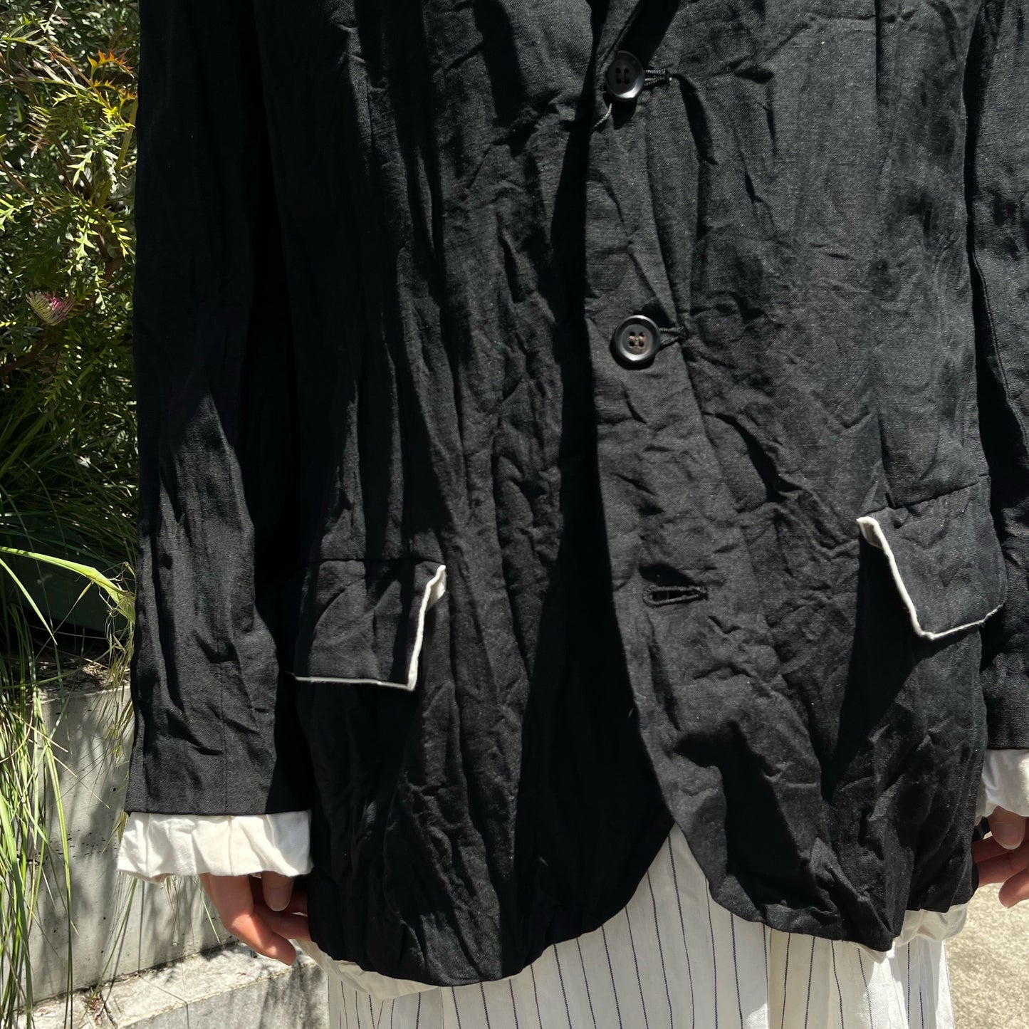 fulled jacket / black / ウォッシュ加工テーラードジャケット