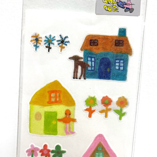 【uou_cute】Sticker - animals, houses, gardens / ステッカー
