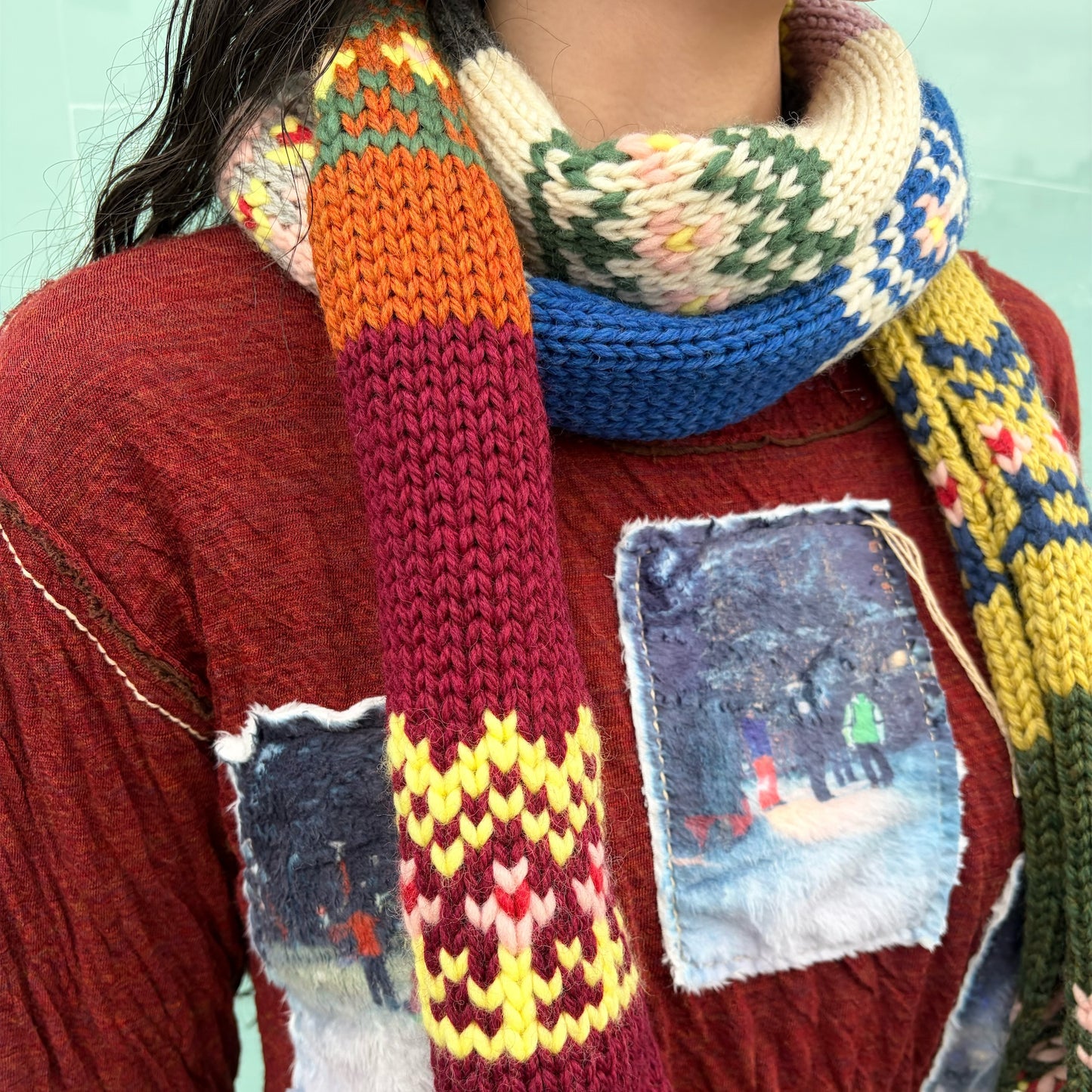 flower wool muffler / multi / フラワーウールマフラー