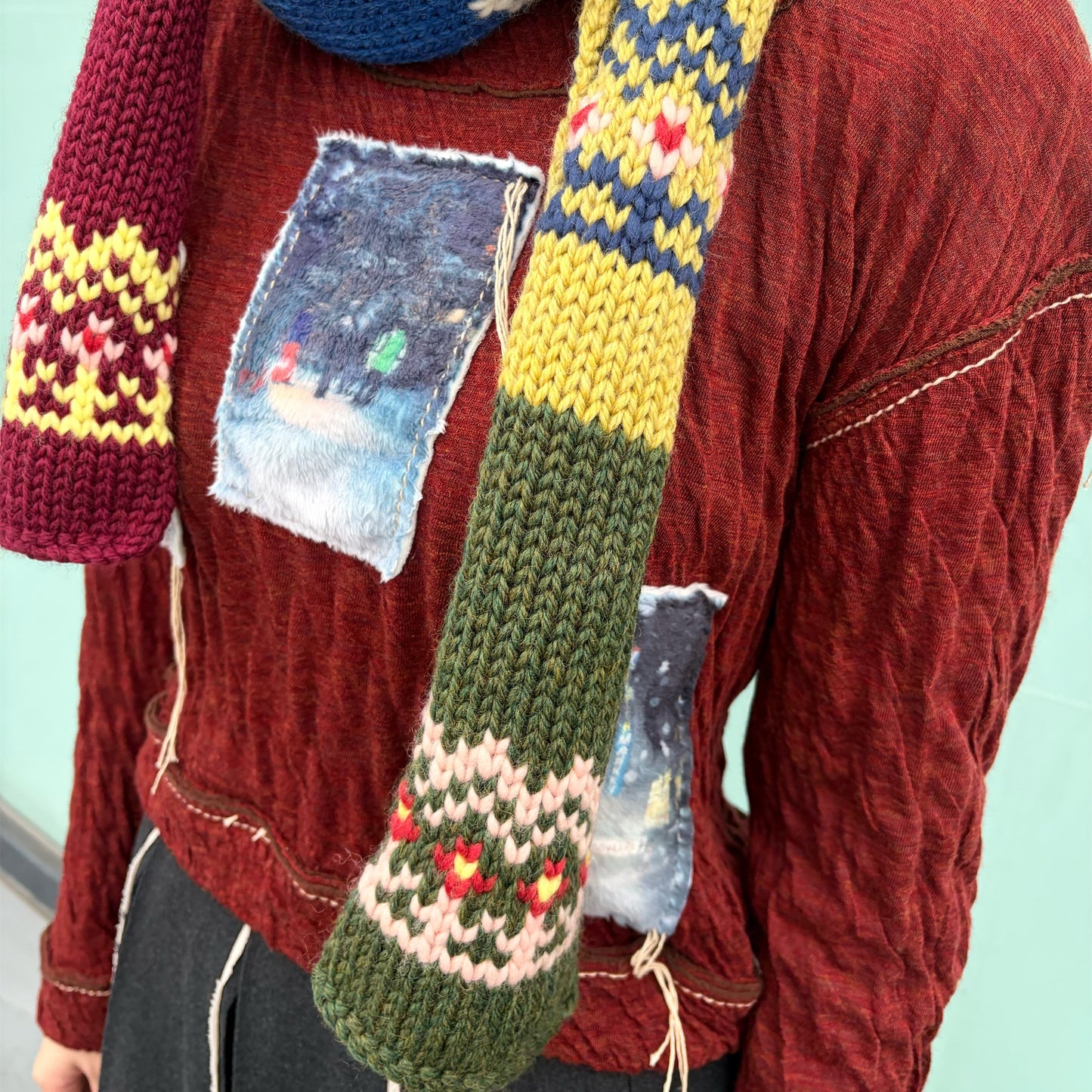 flower wool muffler / multi / フラワーウールマフラー