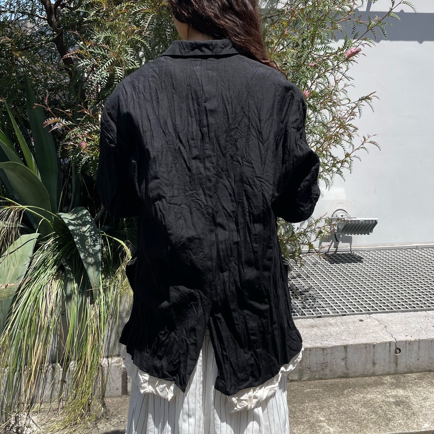 fulled jacket / black / ウォッシュ加工テーラードジャケット