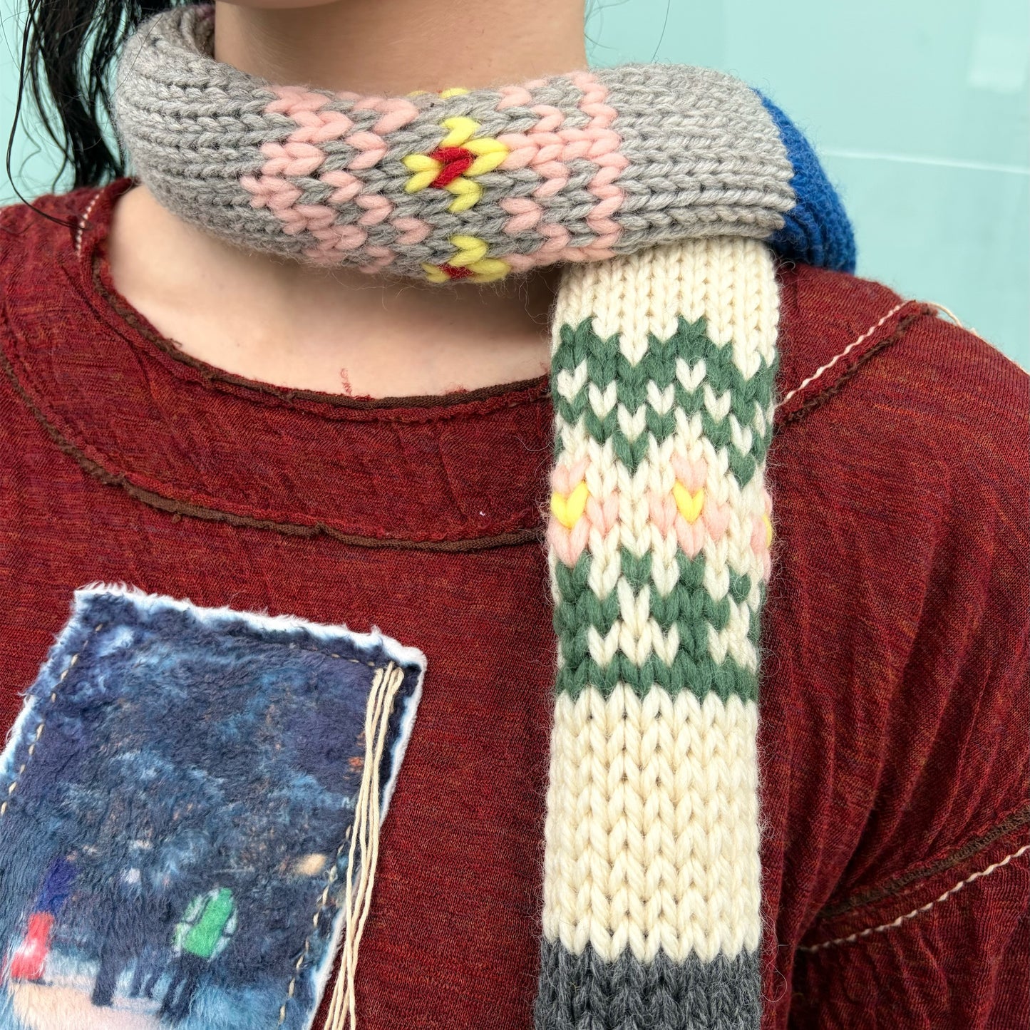 flower wool muffler / multi / フラワーウールマフラー
