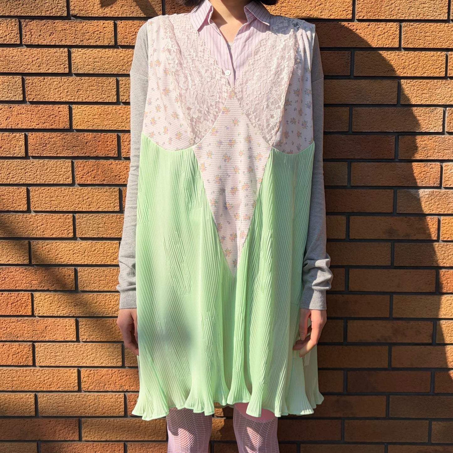 PICNIC DRESS / GREEN / プリーツワンピース