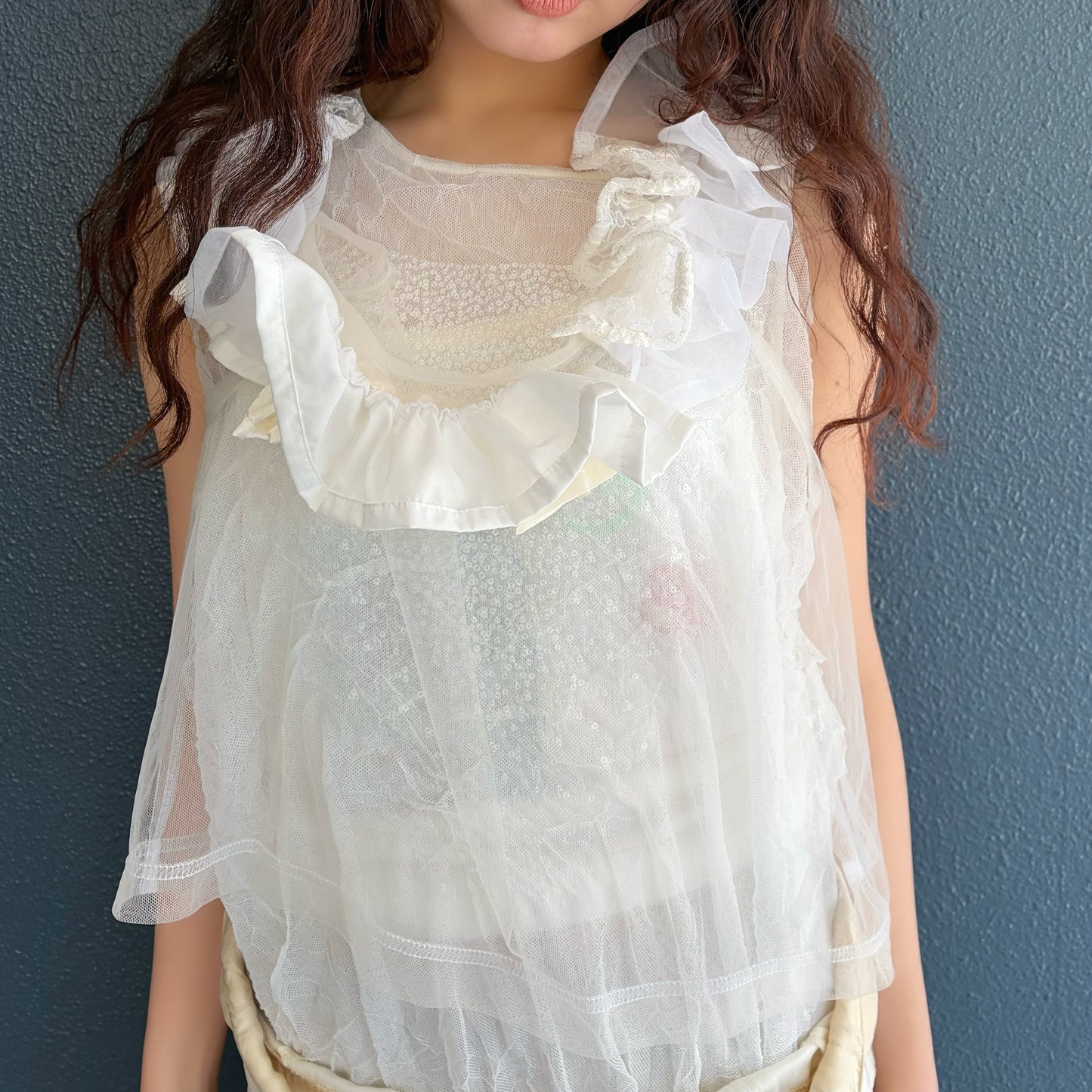 Sheer Frill Top / White / シアーフリルスリーブレストップ