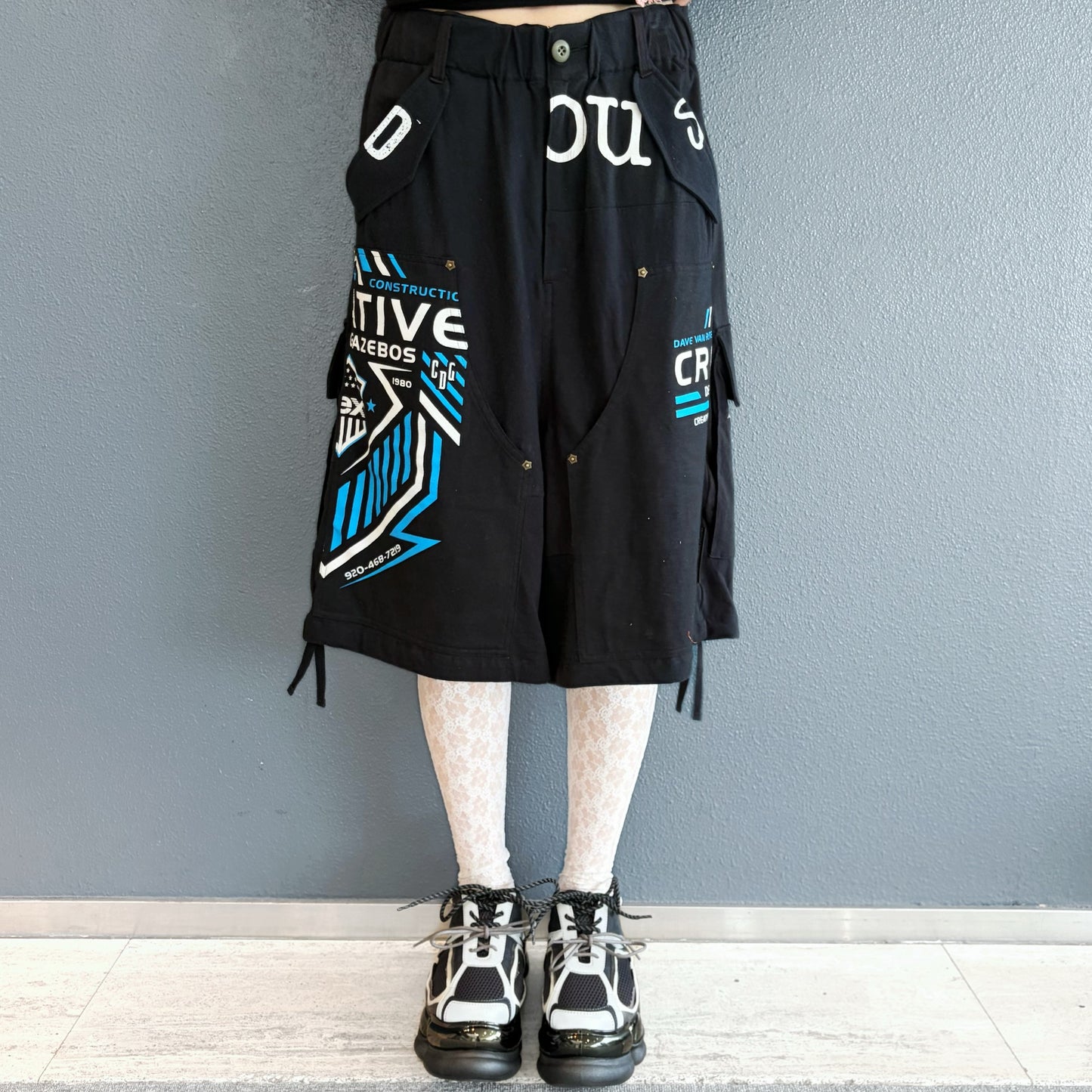 RECONSTRUCTED T/CARGO SHORTS / BLACK / ヴィンテージショートカーゴパンツ