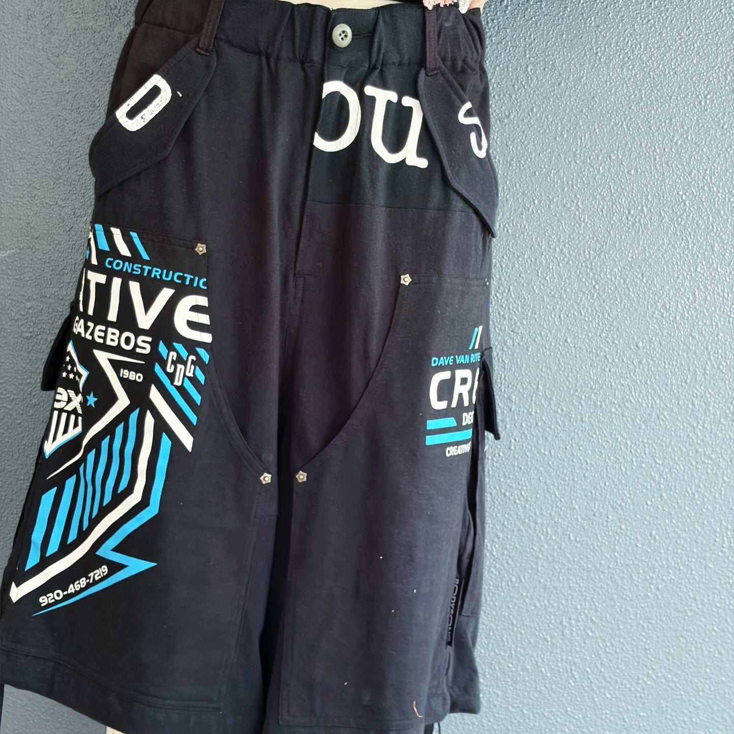 RECONSTRUCTED T/CARGO SHORTS / BLACK / ヴィンテージショートカーゴパンツ