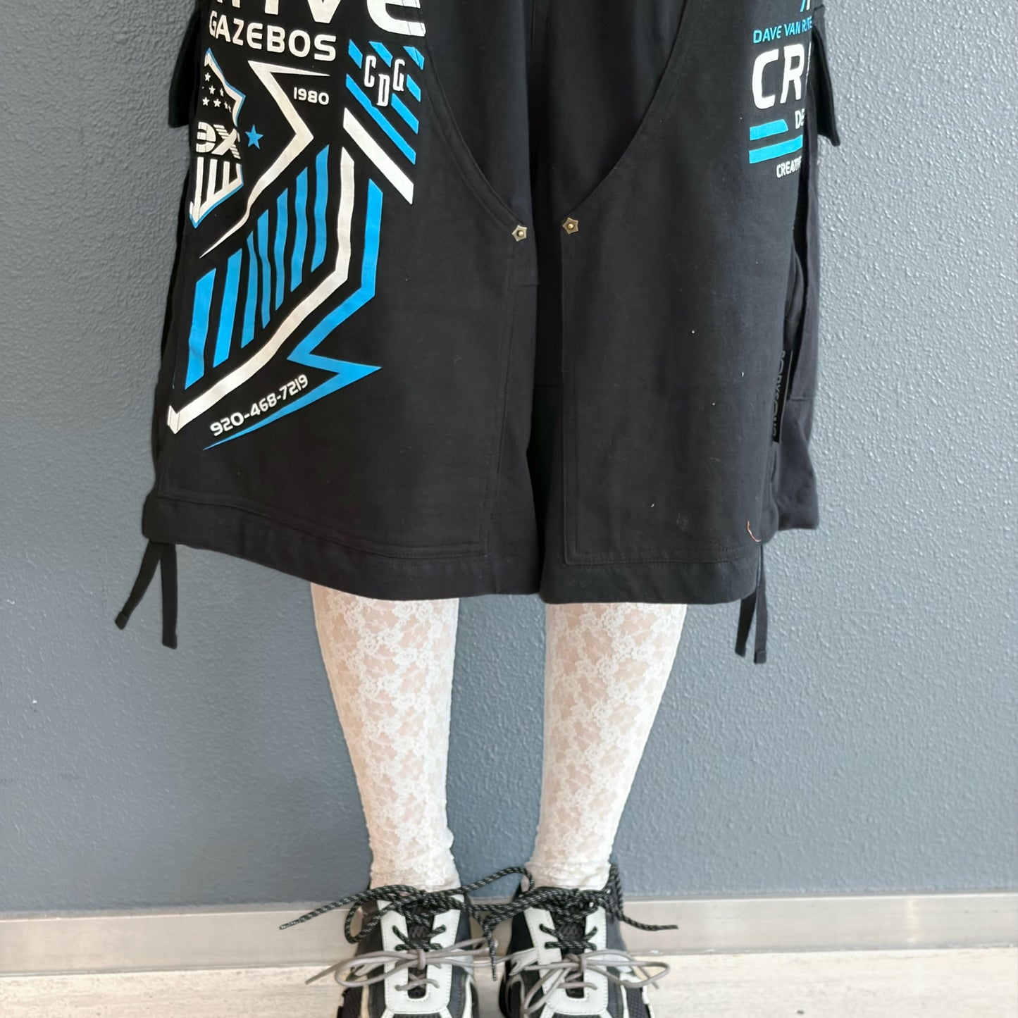 RECONSTRUCTED T/CARGO SHORTS / BLACK / ヴィンテージショートカーゴパンツ