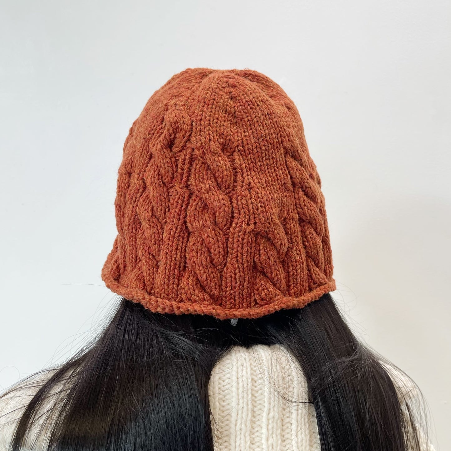 cable knit cap / dark orange / ケーブルニット帽