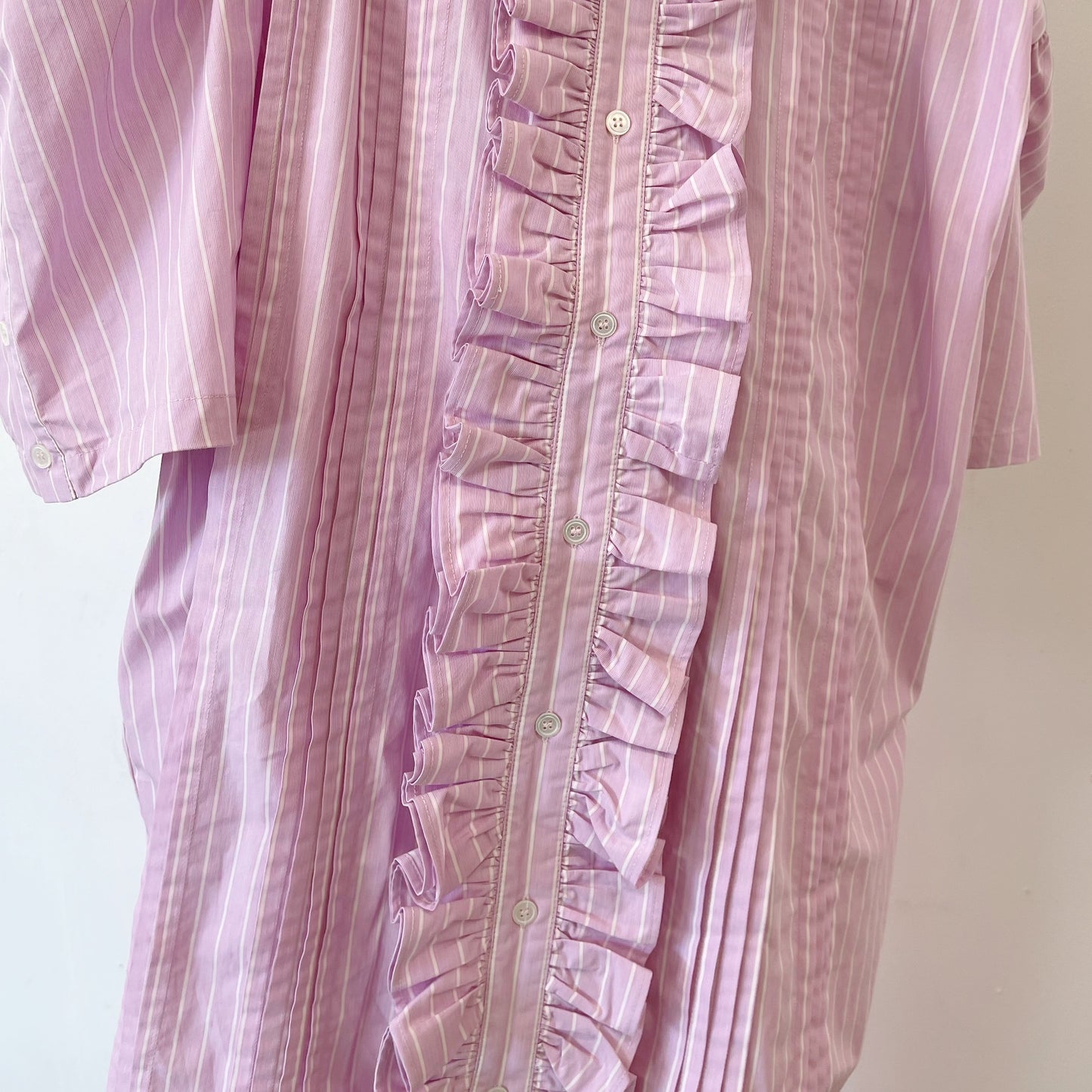 RUFFLE HALF SLEEVE SHIRT / PINK / フリルシャツ