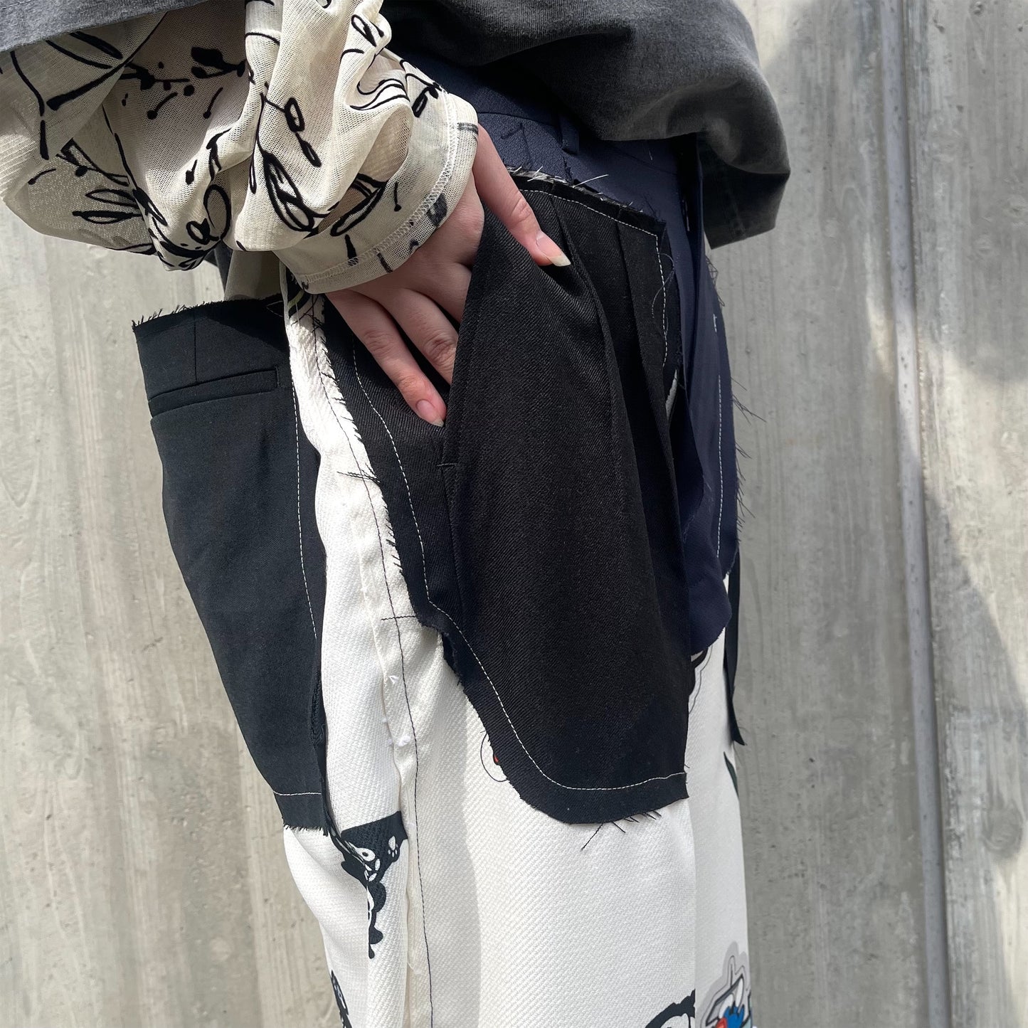 ATOZ HAND STITCHED BASTING TROUSERS / WHITE / グラフィックトラウザーズ