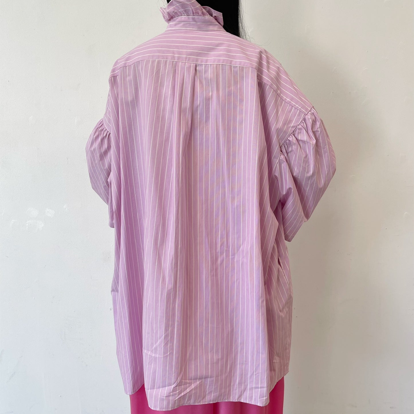 RUFFLE HALF SLEEVE SHIRT / PINK / フリルシャツ