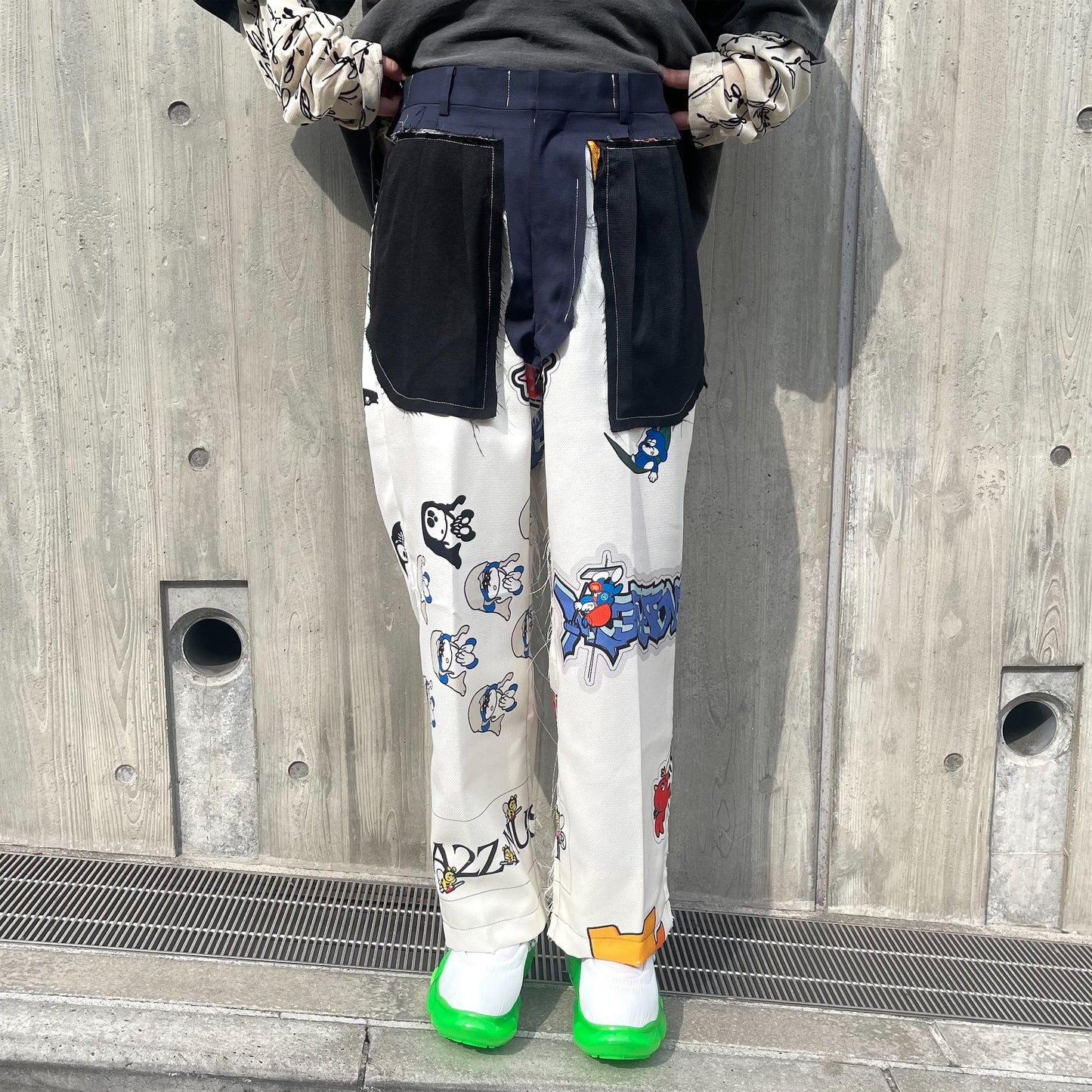 ATOZ HAND STITCHED BASTING TROUSERS / WHITE / グラフィックトラウザーズ