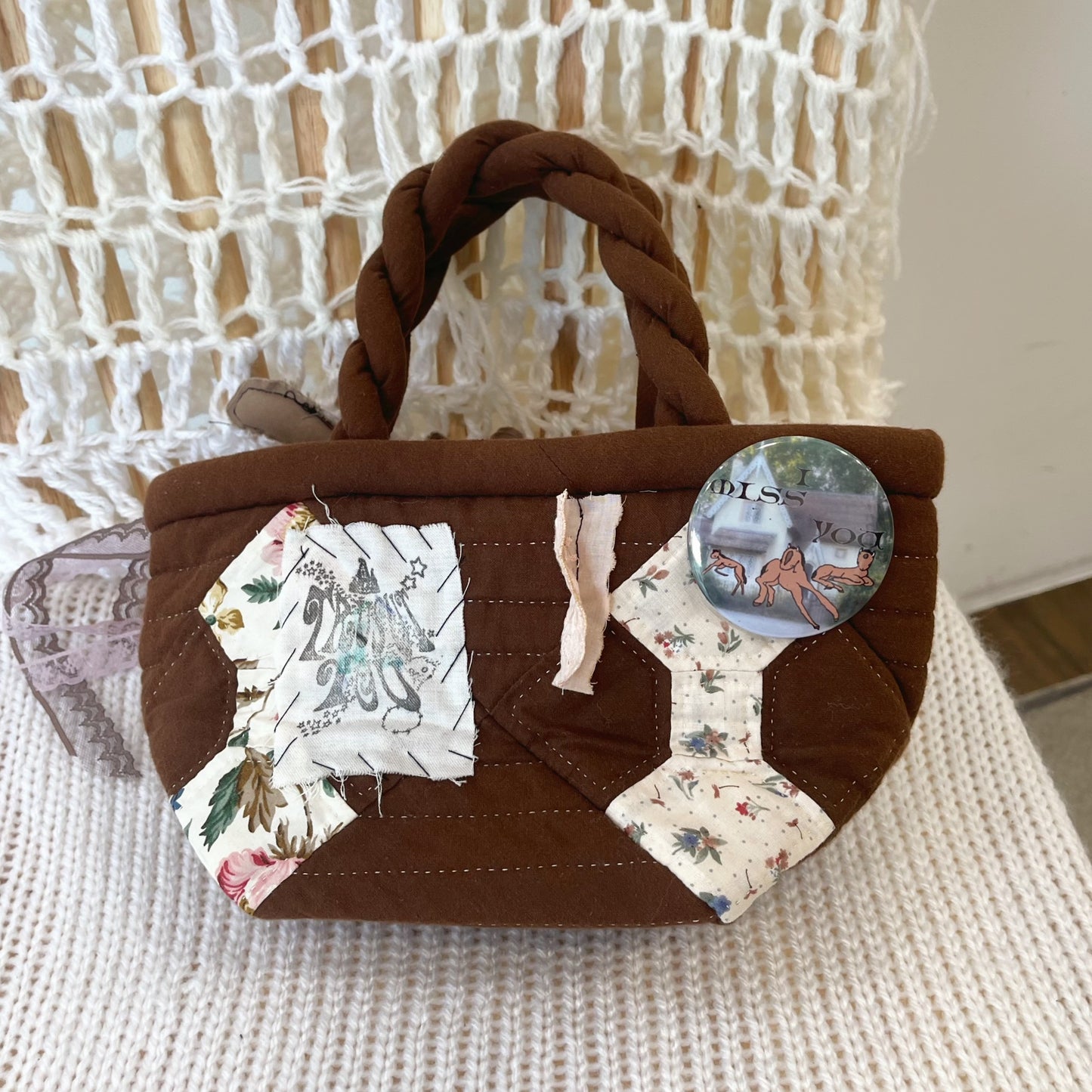 Patch work Bag+ / Brown / パッチワークハンドバッグ