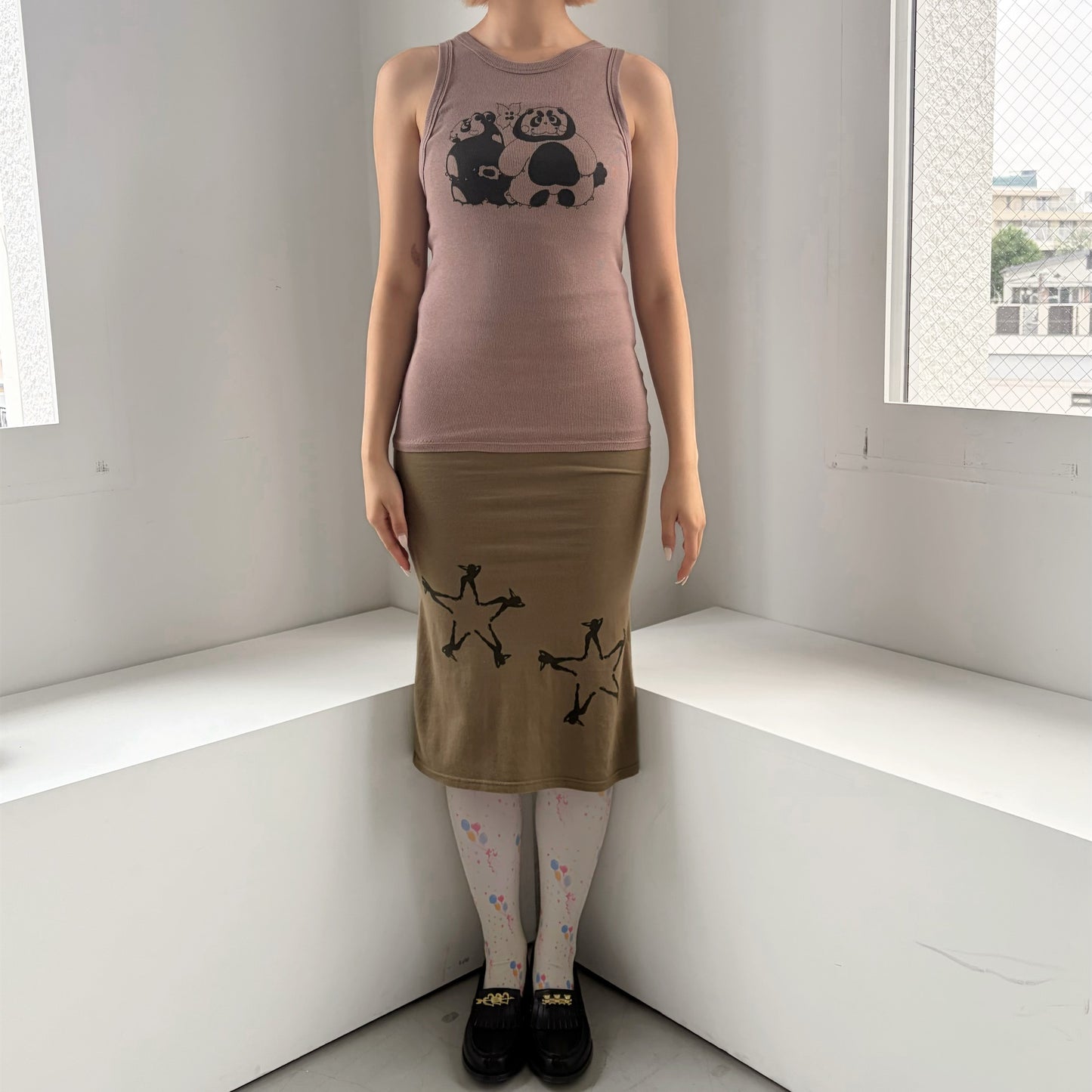 【GATEANDO POR TUS NUBES】TANK TOP DRESS / BROWN / タンクトップドレス