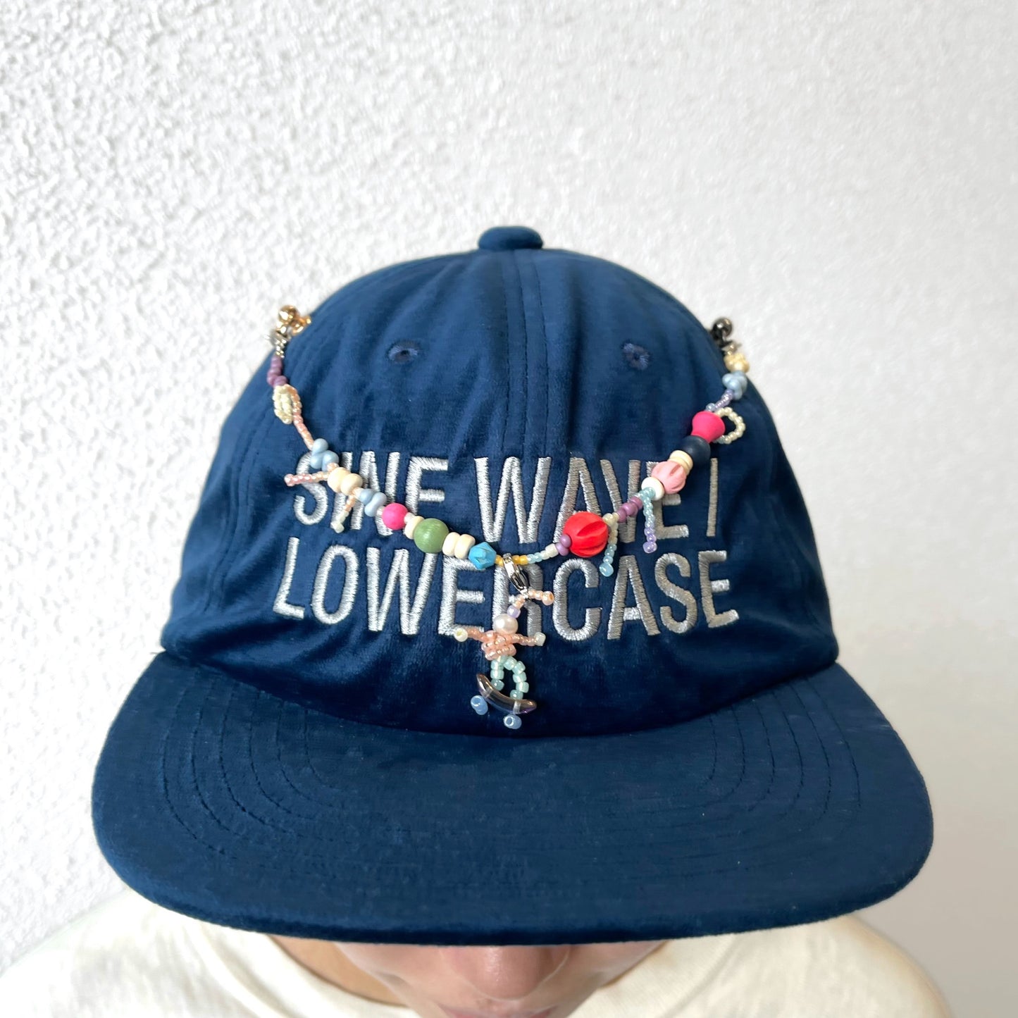 【SHEEP LIMITED】SINE WAVE / HARSH NOISE BEADED CAP FOR SHEEP / BLUE / ビーズベロアキャップ