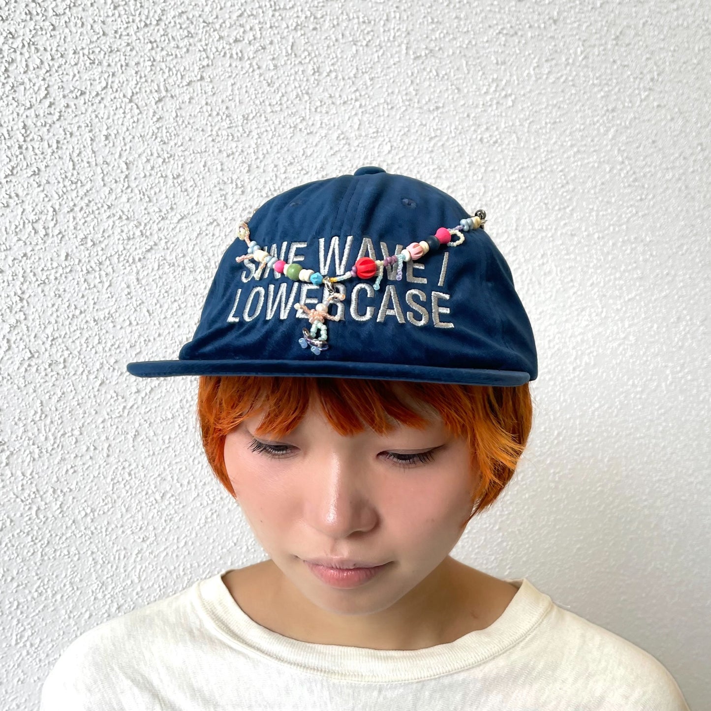 【SHEEP LIMITED】SINE WAVE / HARSH NOISE BEADED CAP FOR SHEEP / BLUE / ビーズベロアキャップ