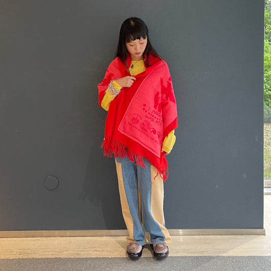 Towel&Wool Scarf / Red / ウールグラフィックマフラー