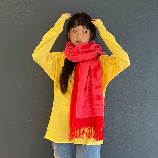 Towel&Wool Scarf / Red / ウールグラフィックマフラー