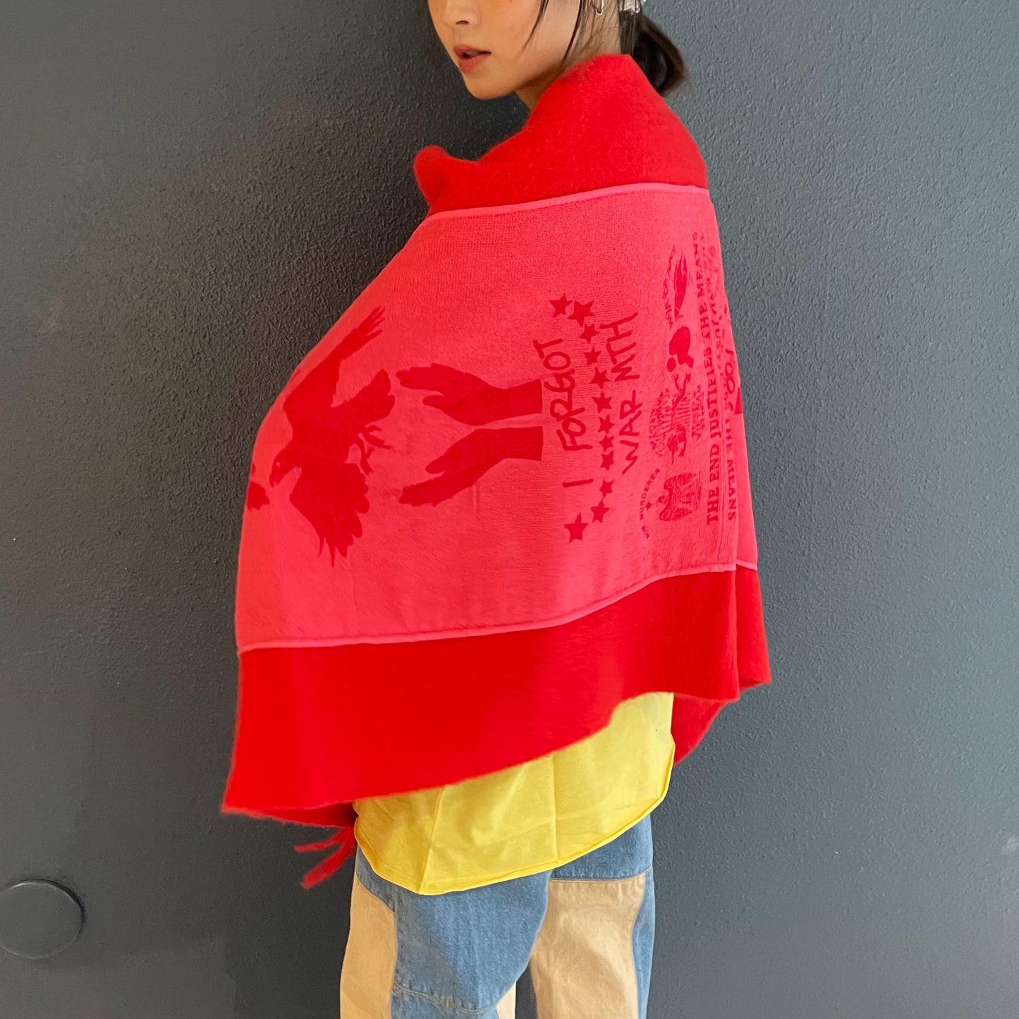 Towel&Wool Scarf / Red / ウールグラフィックマフラー