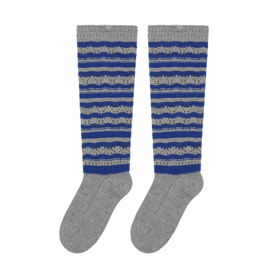 STRIPED MORI KNEE SOCKS / MELANGE GREY / ストライプソックス