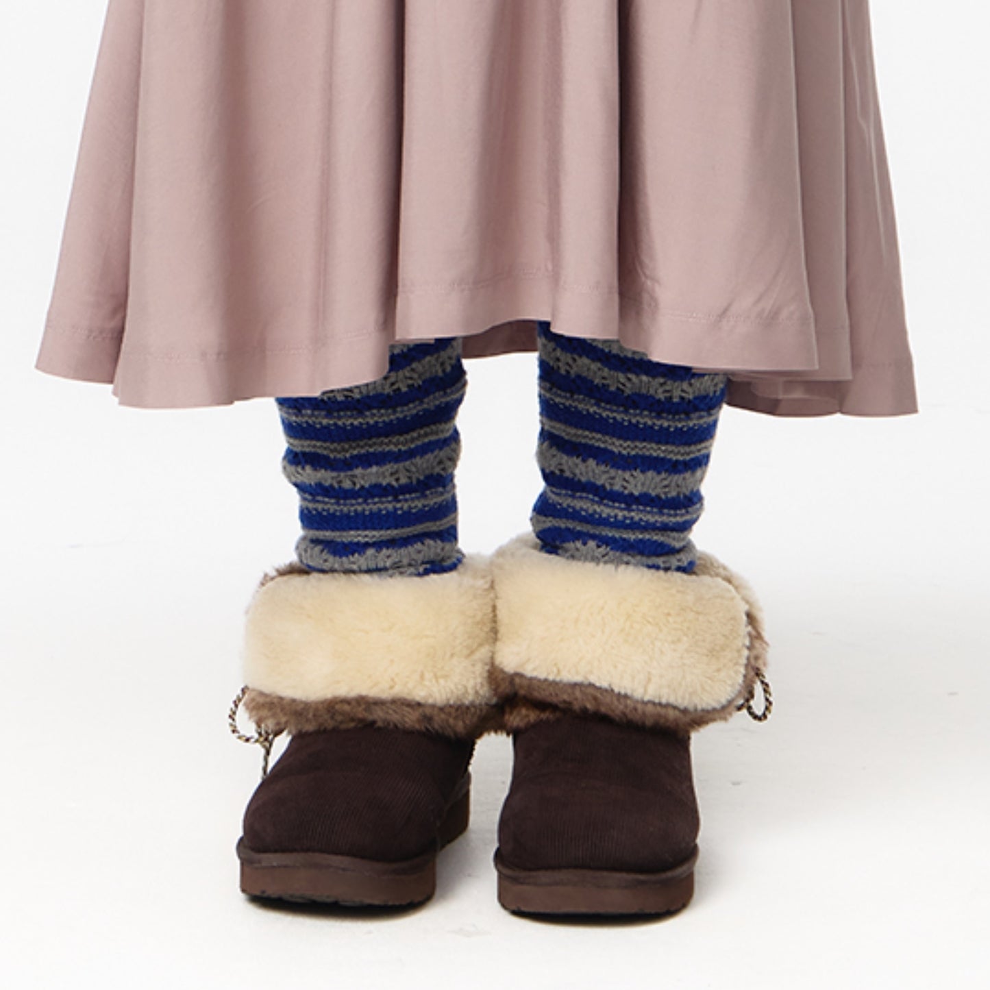 STRIPED MORI KNEE SOCKS / MELANGE GREY / ストライプソックス