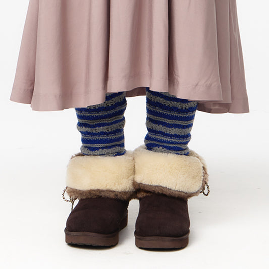 STRIPED MORI KNEE SOCKS / MELANGE GREY / ストライプソックス