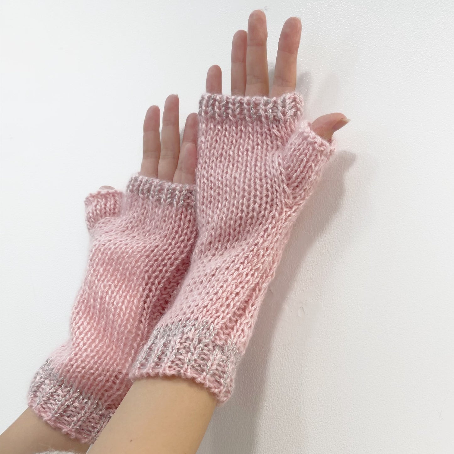 MIKAN silk mohair fingerless glove - short / pink / シルクモヘアフィンガーレスグローブ ショート