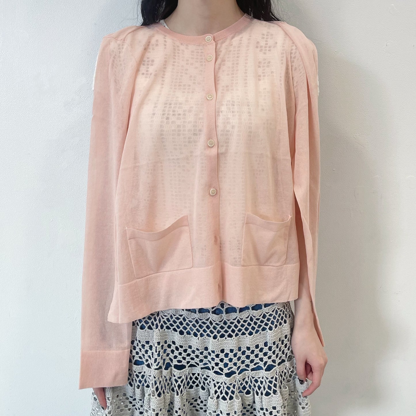 curtains cardigan / pink / シアーカーディガン