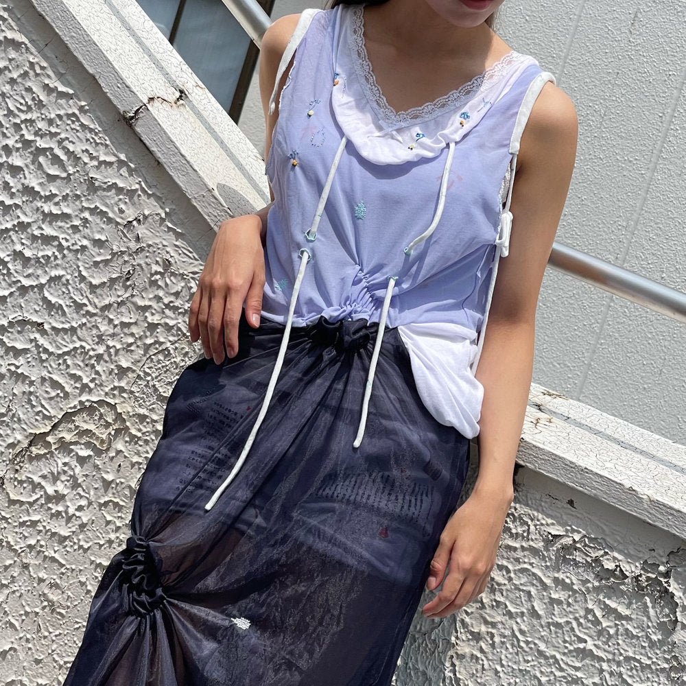 cry forever / white×light blue×navy / ノースリーブワンピース