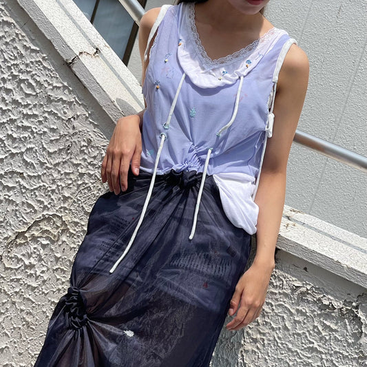 cry forever / white×light blue×navy / ノースリーブワンピース