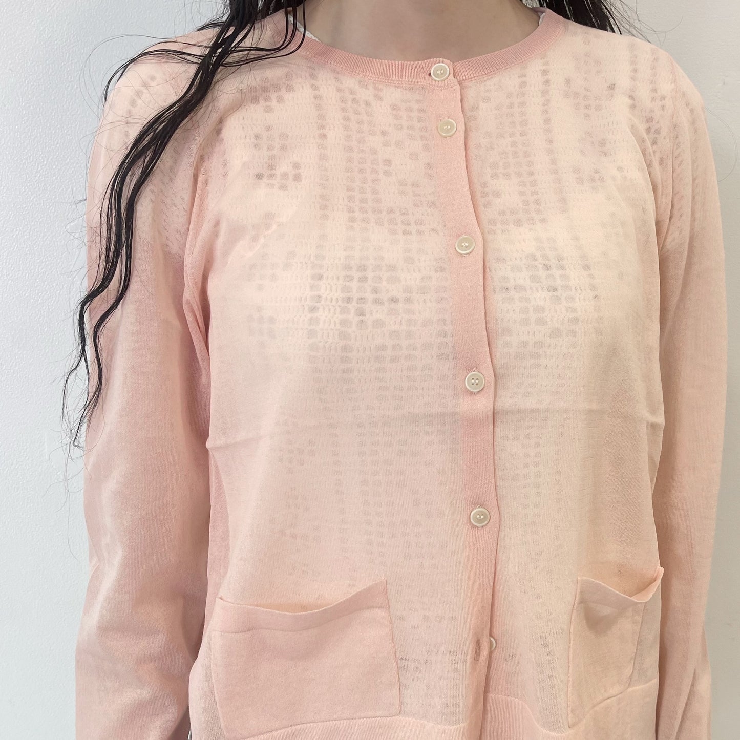 curtains cardigan / pink / シアーカーディガン