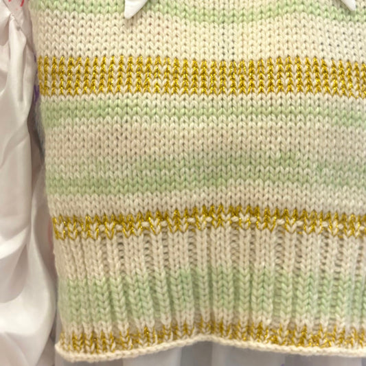 wool knit top / green x gold / ウールニット 前掛け