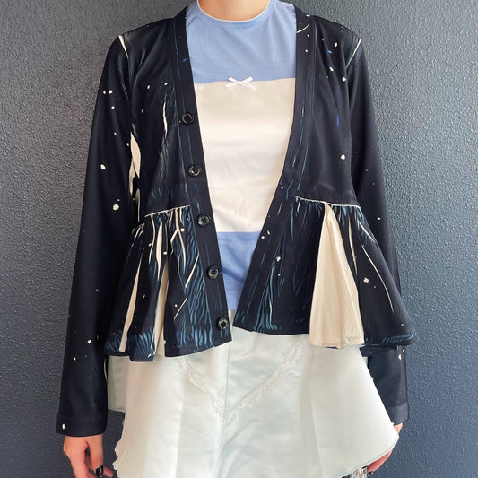 DIRECT PRINT RIB GATHER CARDIGAN / STARRY SKY / ダイレクトプリントリブギャザーカーディガン