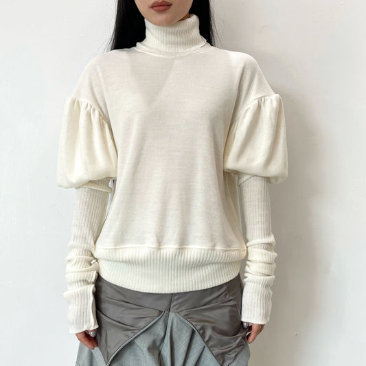 Puff sleeve knit / White / パフスリーブニット