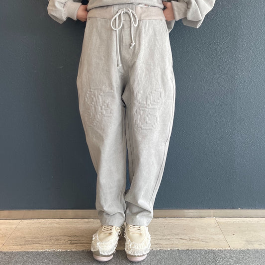 [fa.er.ie] embroidery rib cotton pants / grey / 刺繍コットンパンツ