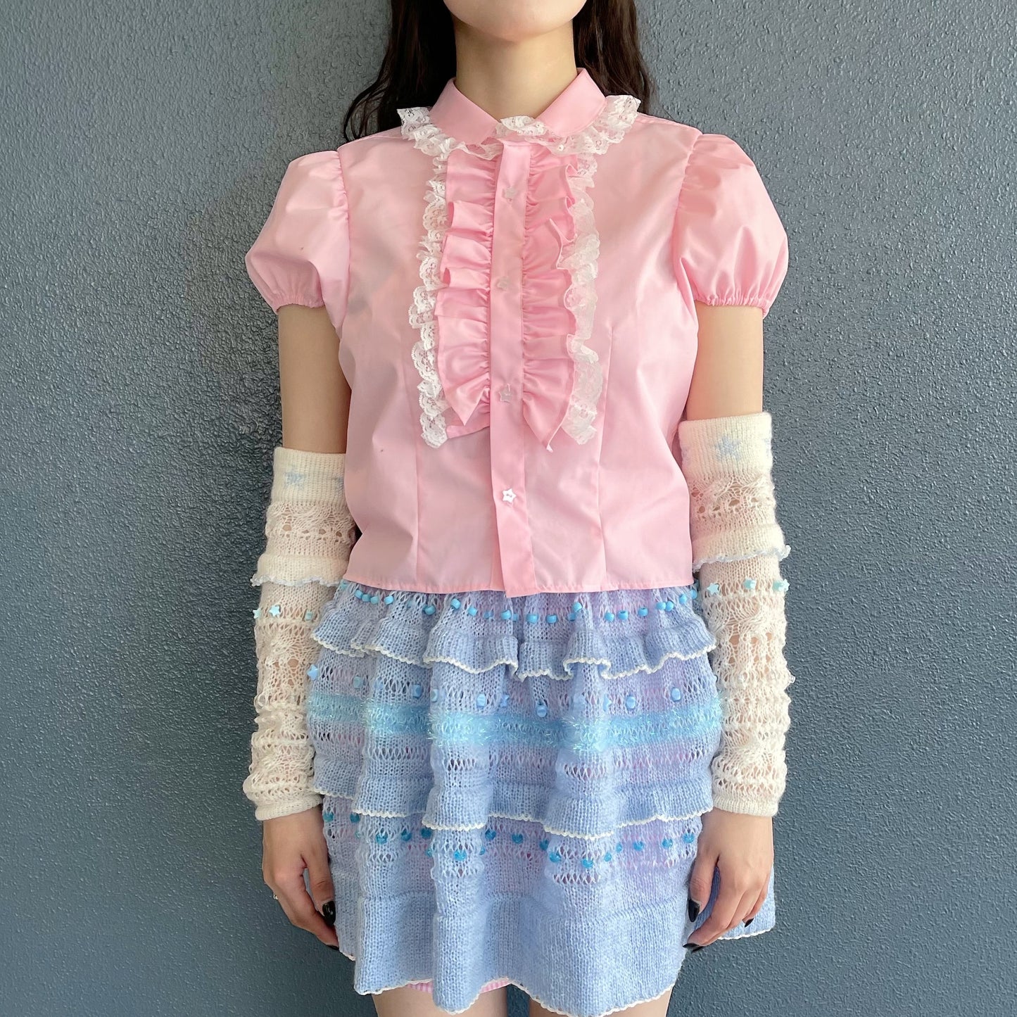 Frill short shirts / Pink / フリルショートシャツ