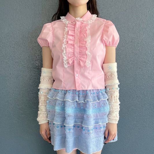 Frill short shirts / Pink / フリルショートシャツ