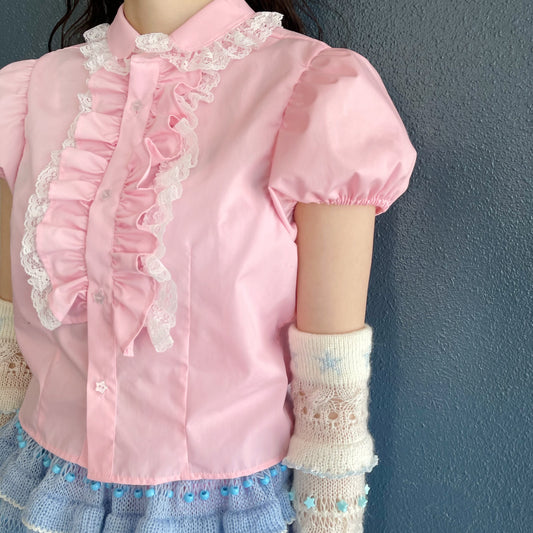 Frill short shirts / Pink / フリルショートシャツ