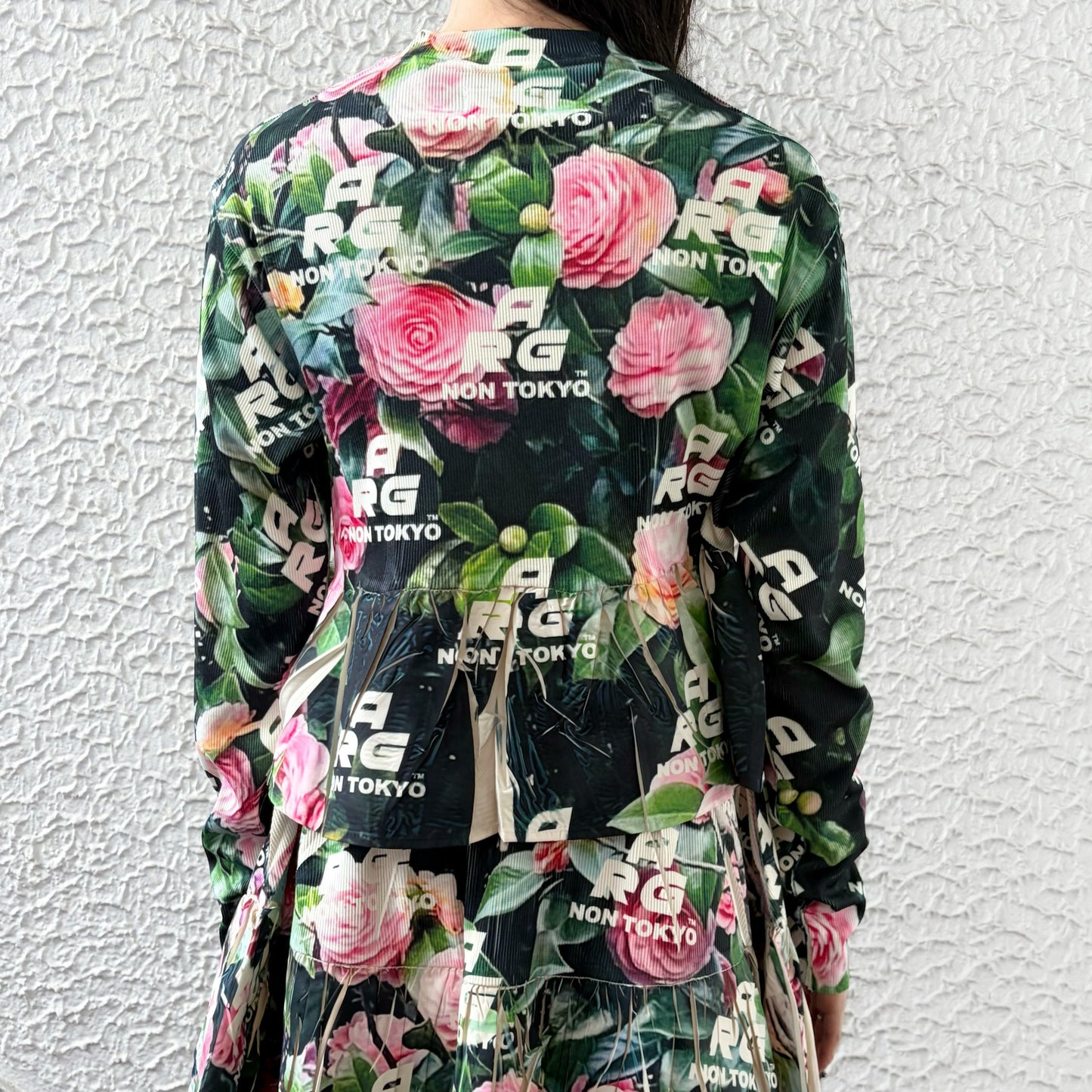 DIRECT PRINT RIB GATHER CUT&SEW / ARG ROSE / ダイレクトプリントリブギャザーカットソー