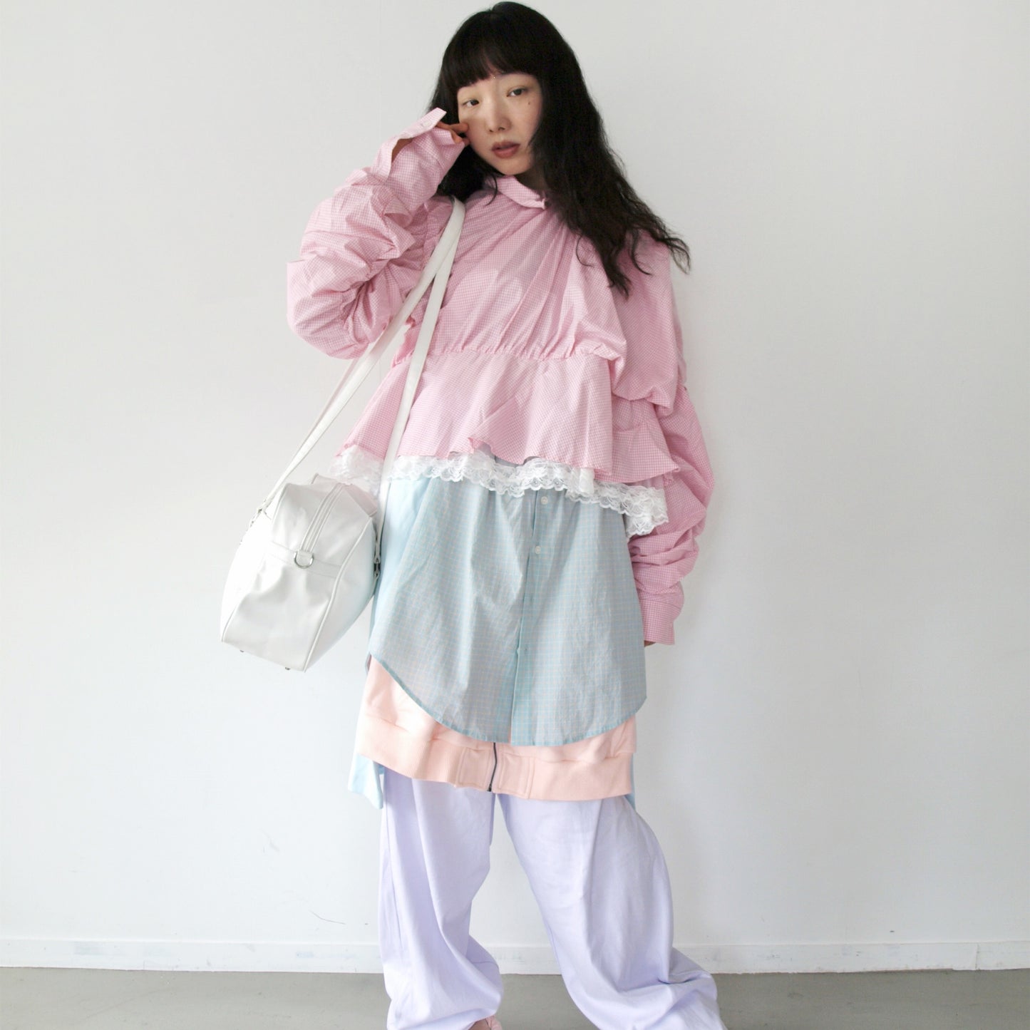 CHILDISH SHIRT / PINK / チェックブラウス