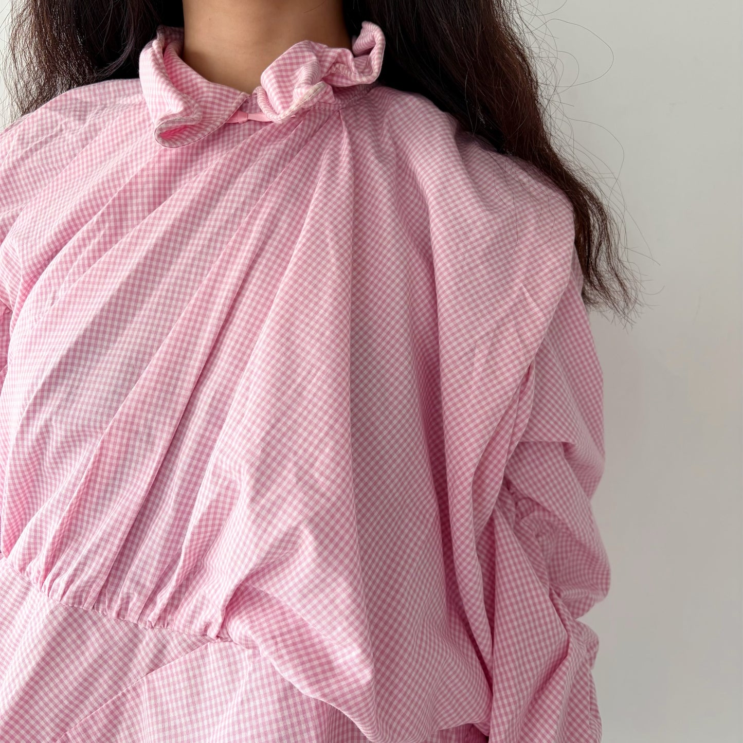 CHILDISH SHIRT / PINK / チェックブラウス