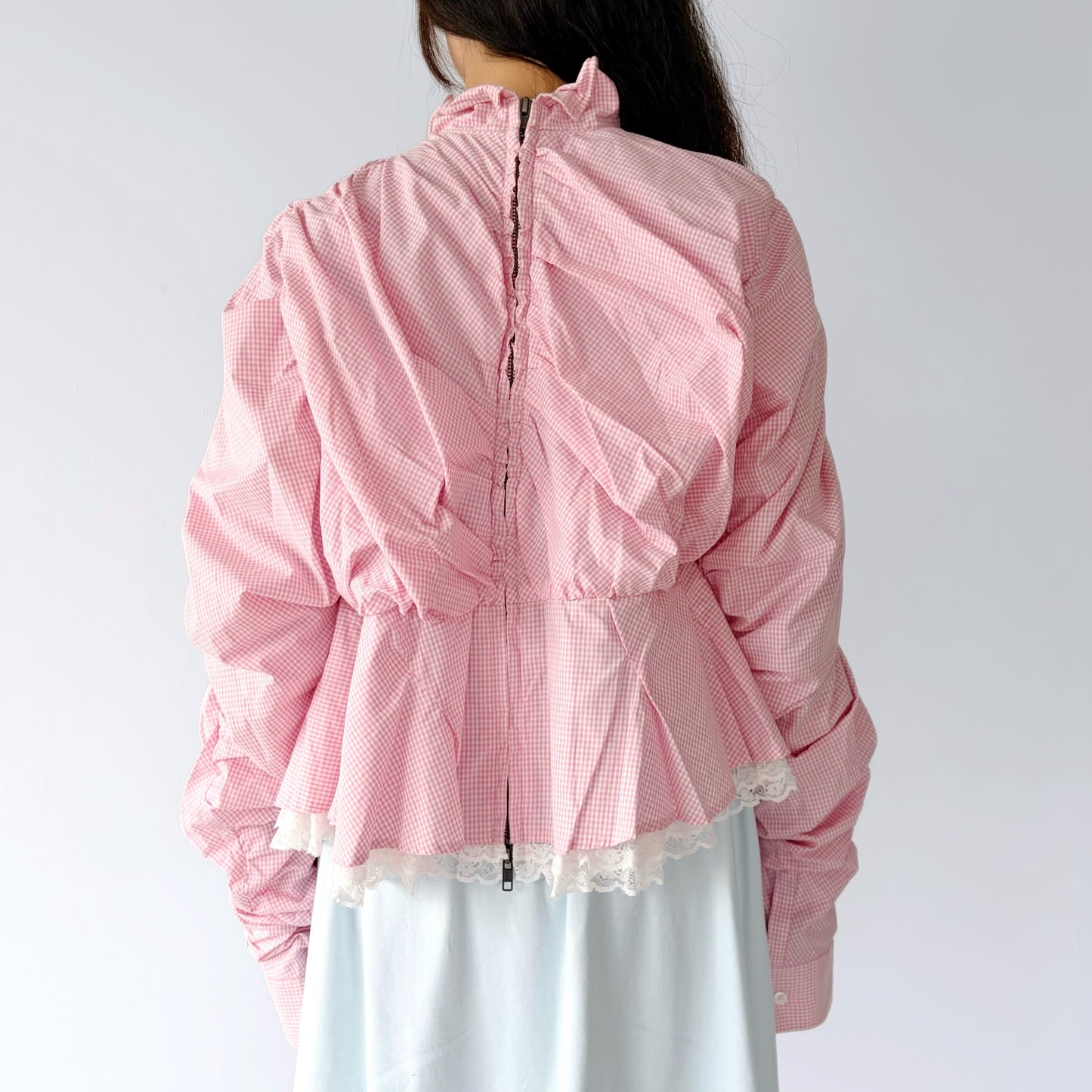 CHILDISH SHIRT / PINK / チェックブラウス