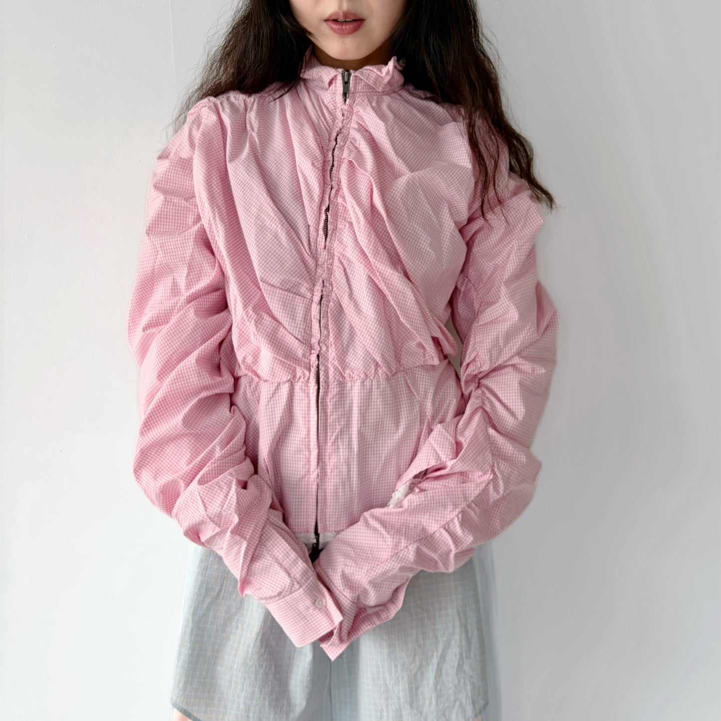CHILDISH SHIRT / PINK / チェックブラウス