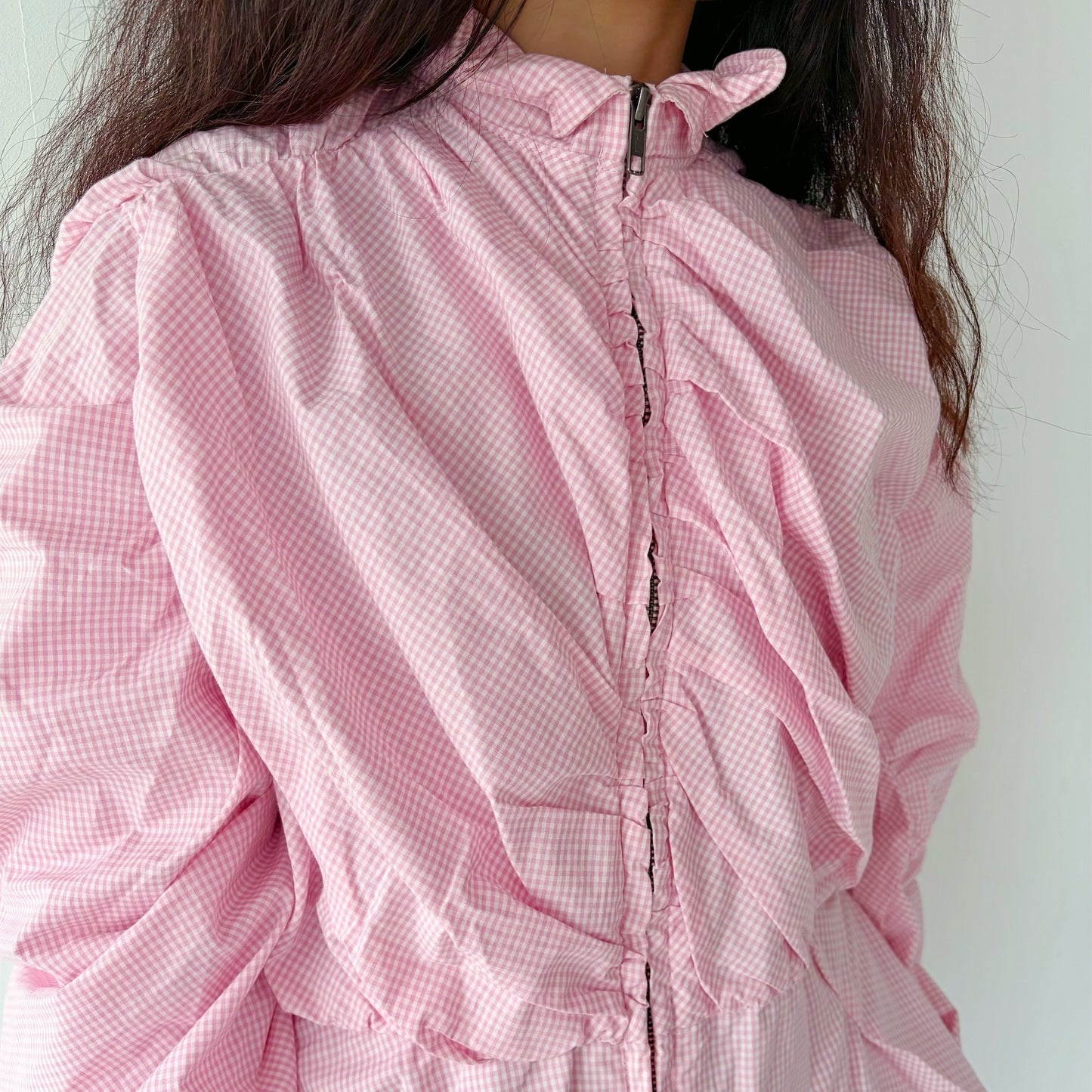 CHILDISH SHIRT / PINK / チェックブラウス