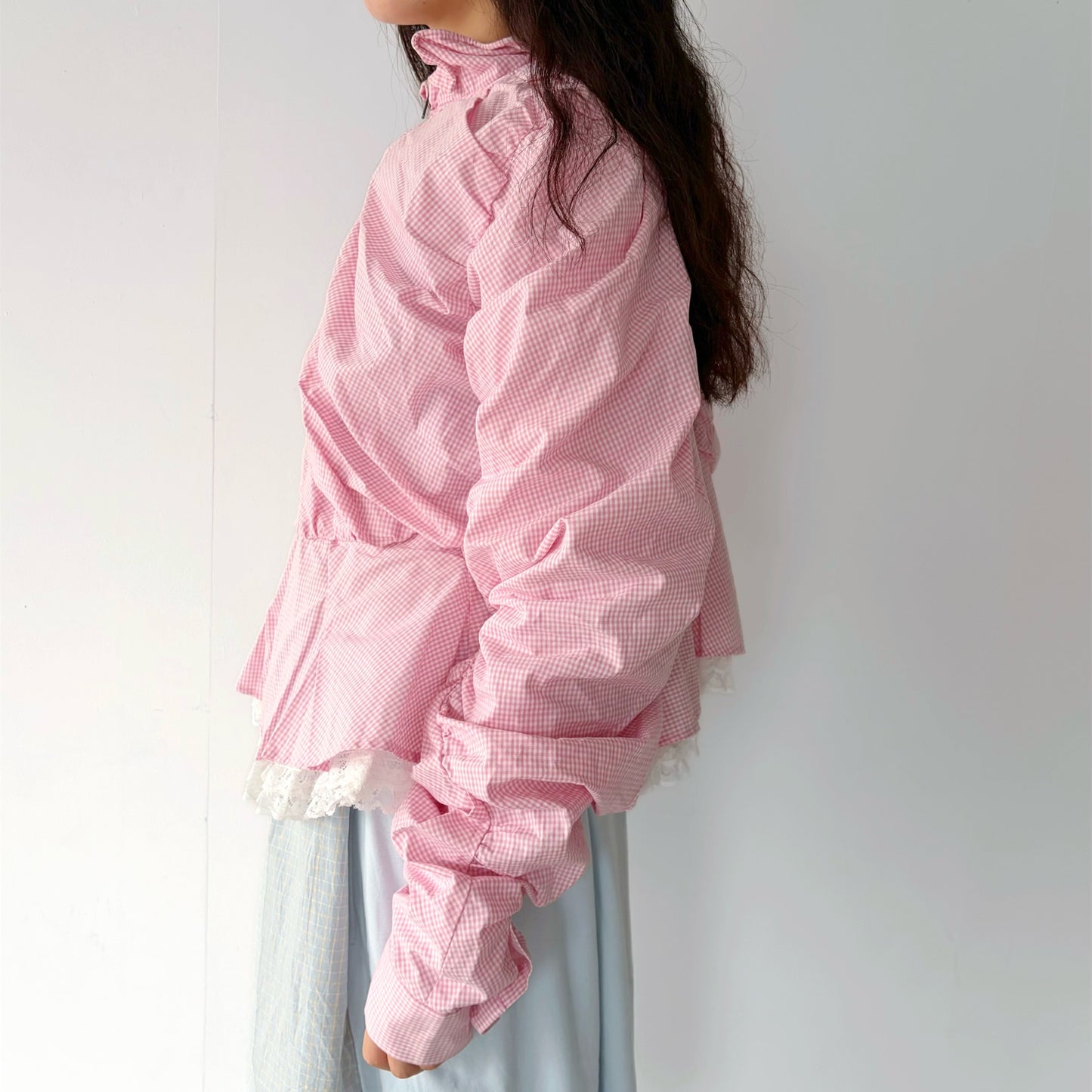 CHILDISH SHIRT / PINK / チェックブラウス