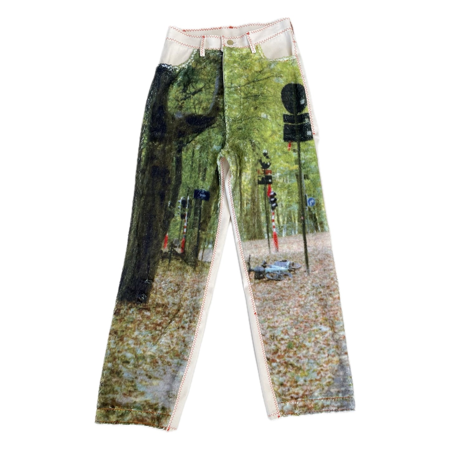 print boa denim pants / forest / プリントボアデニム