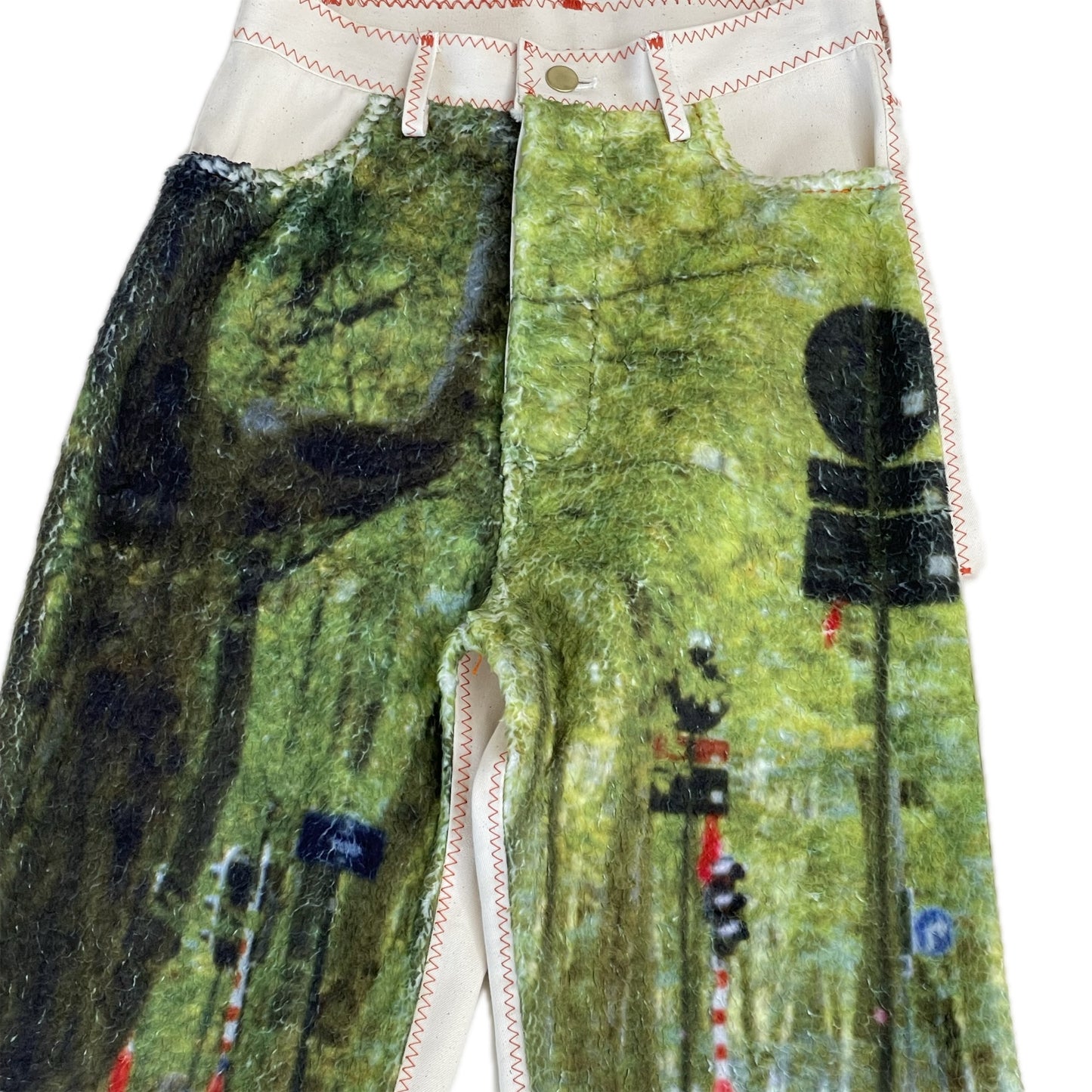 print boa denim pants / forest / プリントボアデニム