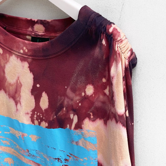 GATHER SLEEVE CUT ＆ SEW / NAVY / ギャザー袖カットソー