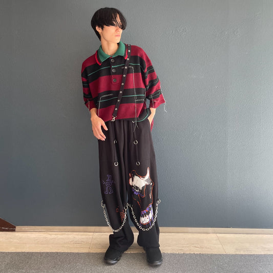 WIDE SWEAT PANTS MULTI PRINT / BLACK / スウェットプリントパンツ