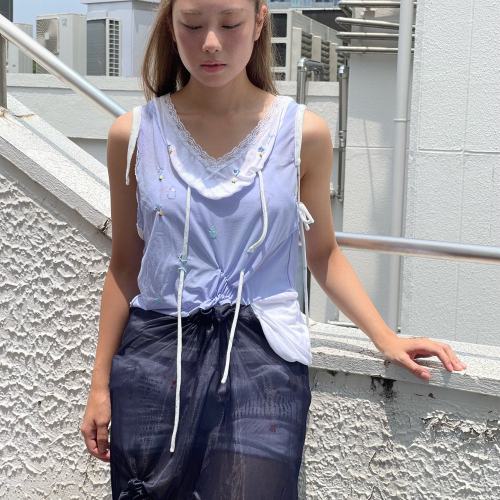 cry forever / white×light blue×navy / ノースリーブワンピース
